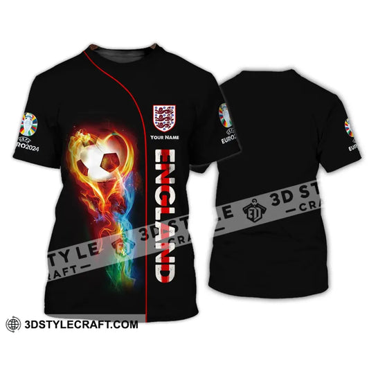 Unisex Shirt - Custom Name England Fire Ball Black T-Shirt / S T-Shirt