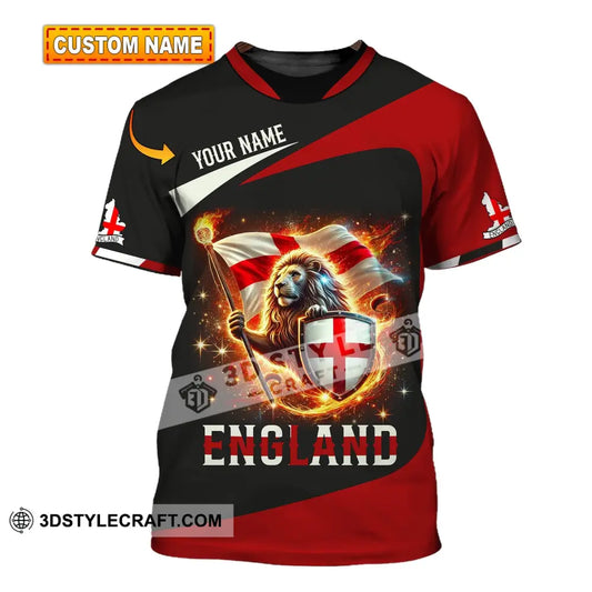 Unisex Shirt - Custom Name England Fire Lion T-Shirt