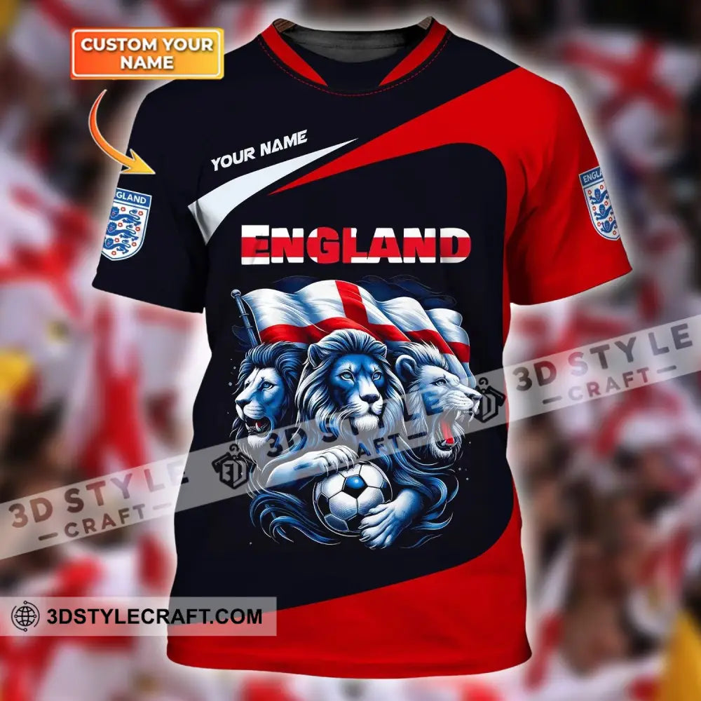 Unisex Shirt Custom Name England Football Polo Long Sleeve Soccer Lover T-Shirt