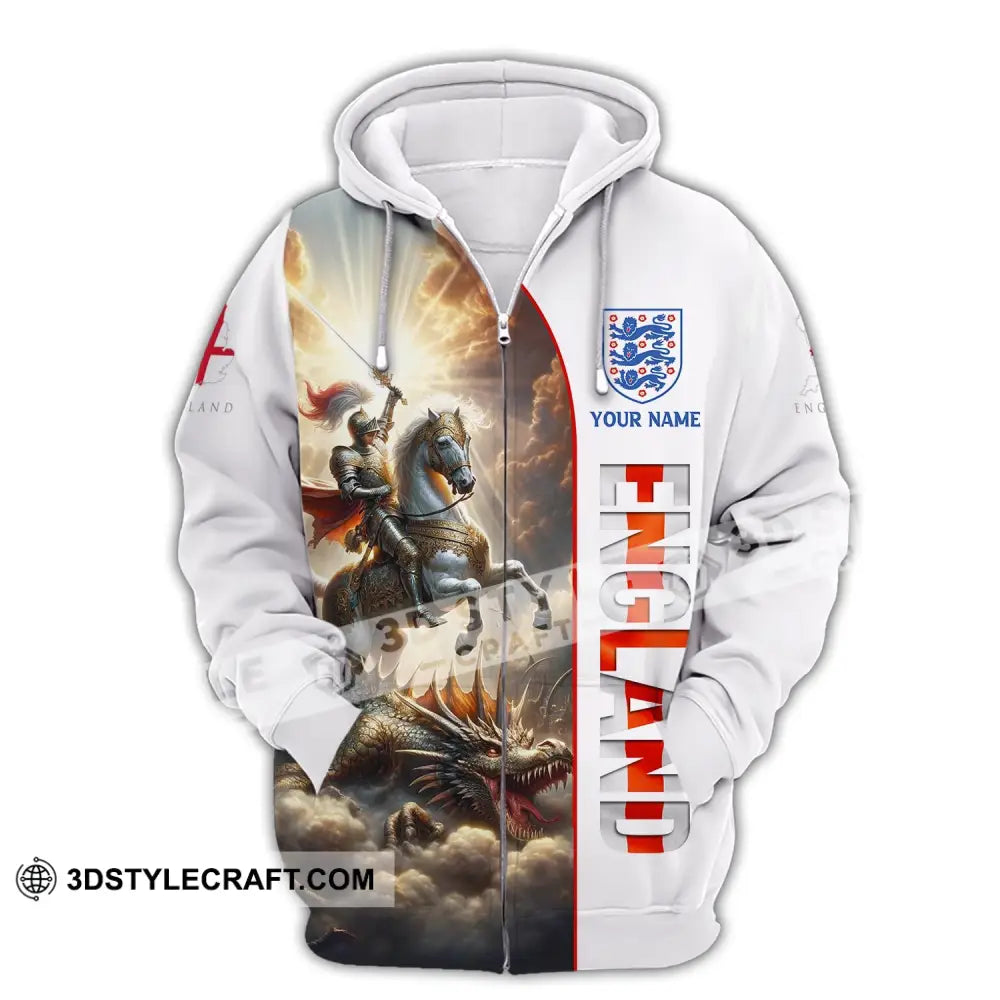 Unisex Shirt Custom Name England Knight Gift For English Zipper Hoodie / S T-Shirt