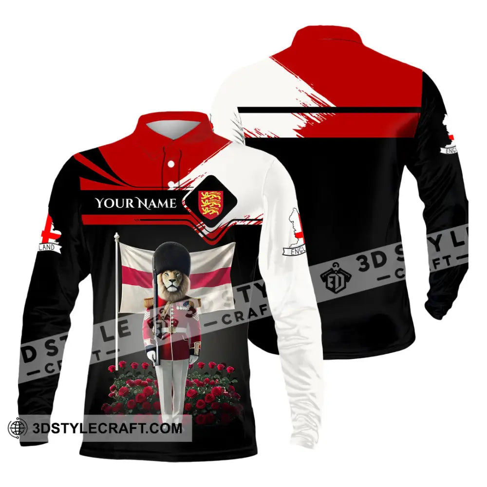 Unisex Shirt Custom Name England Lover Gift Long Sleeve Polo / S T-Shirt