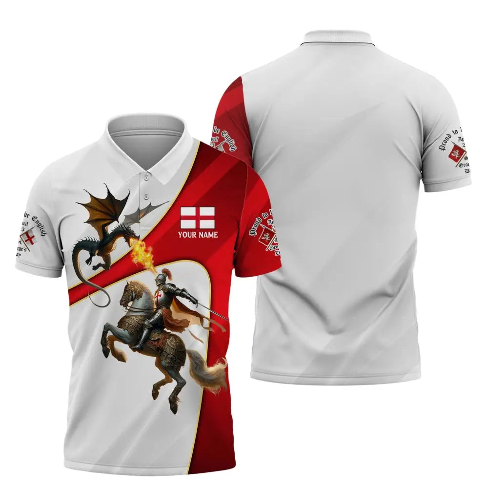 Unisex Shirt Custom Name England T-Shirt Proud To Be English St George’s Day Gift Polo / S