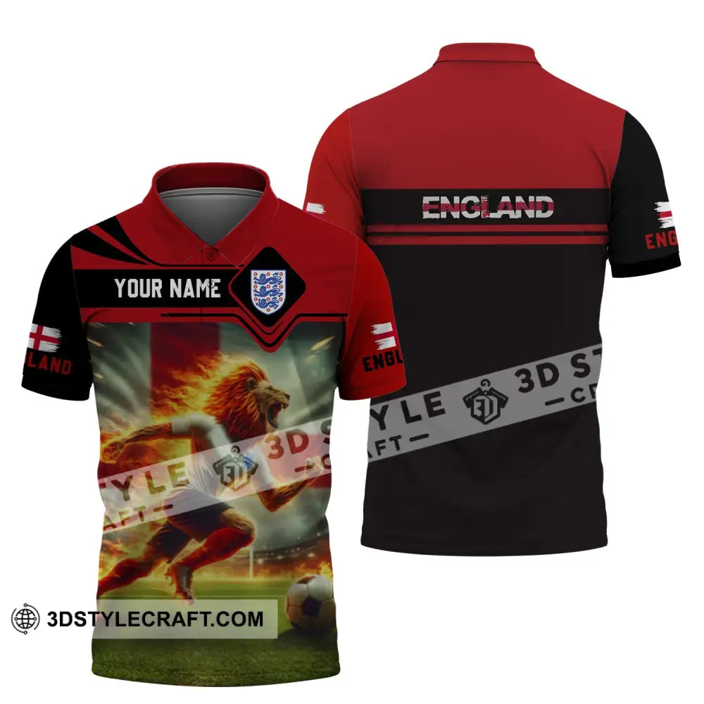 Unisex Shirt - Custom Name England Team Red And Black Polo / S T-Shirt