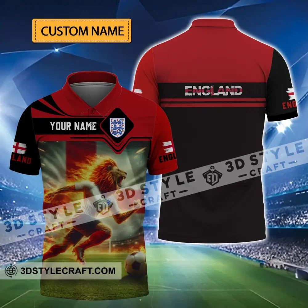 Unisex Shirt - Custom Name England Team Red And Black T-Shirt