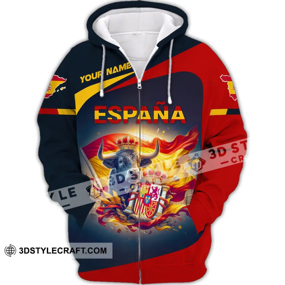 Unisex Shirt Custom Name España Polo Spanish Love Shirts Zipper Hoodie / S T-Shirt