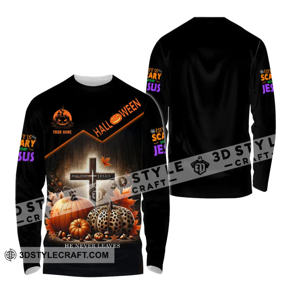 Unisex Shirt Custom Name Fall For Jesus Halloween T-Shirt Gift Long Sleeve / S T-Shirt