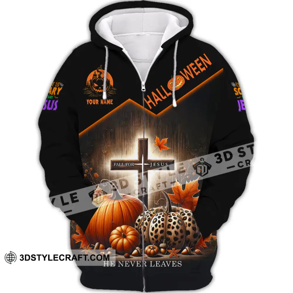 Unisex Shirt Custom Name Fall For Jesus Halloween T-Shirt Gift Zipper Hoodie / S T-Shirt