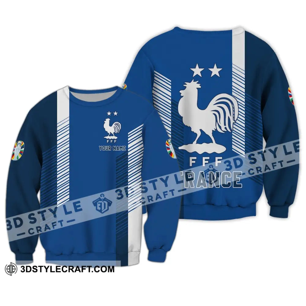 Unisex Shirt - Custom Name Fff France Team Long Sleeve / S T-Shirt