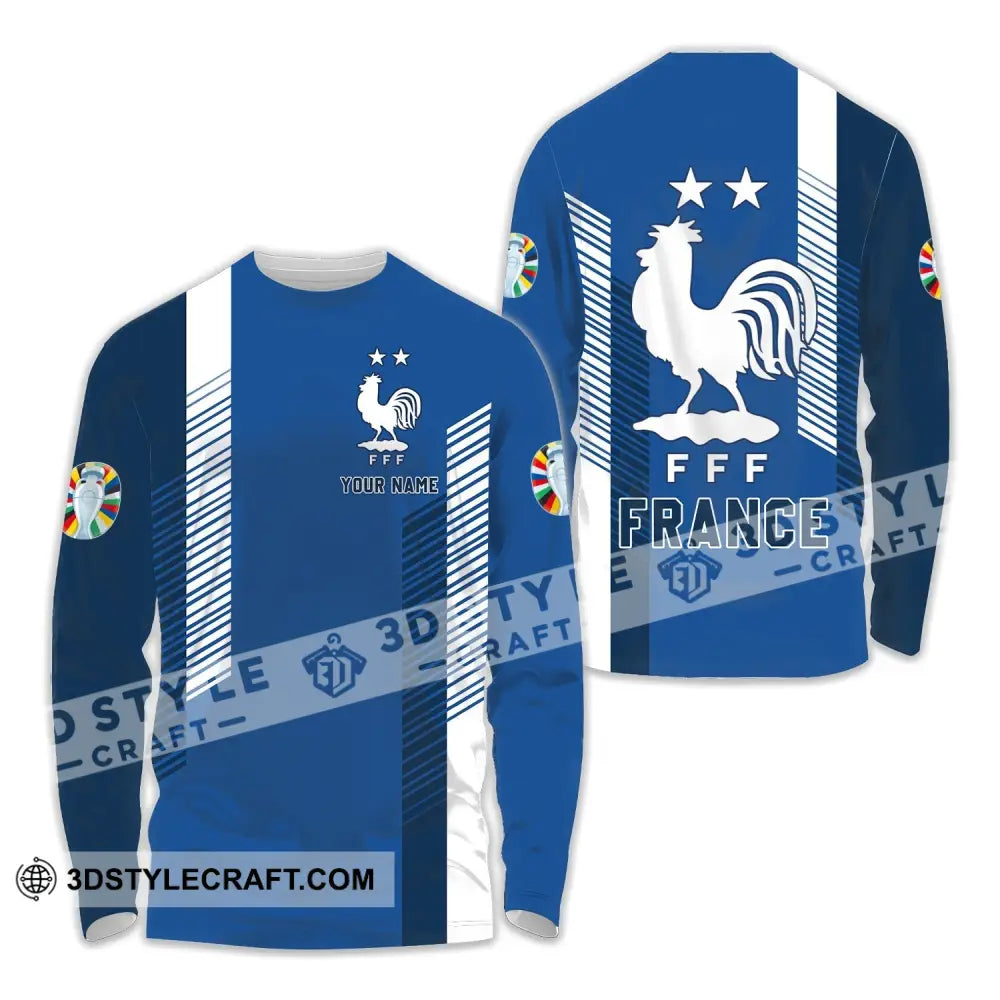 Unisex Shirt - Custom Name Fff France Team Long Sleeve / S T-Shirt