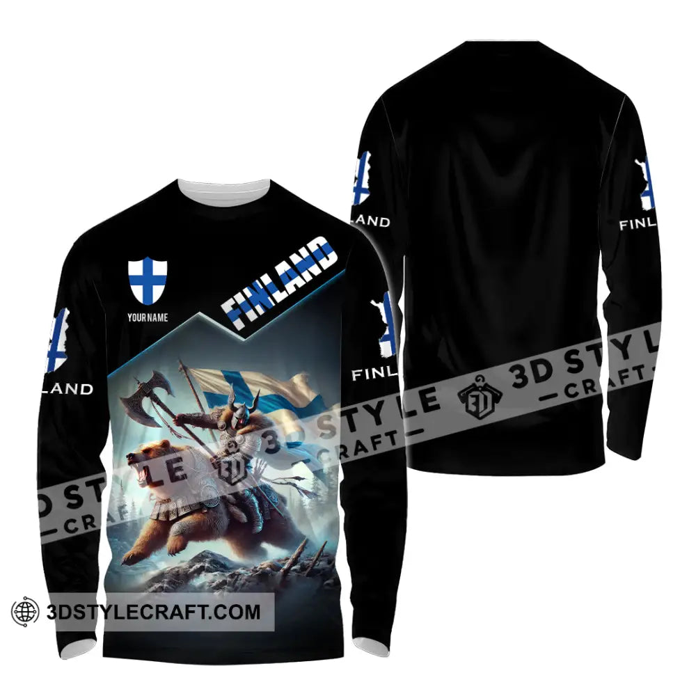Unisex Shirt Custom Name Finland T-Shirt Lover Gift Long Sleeve / S T-Shirt