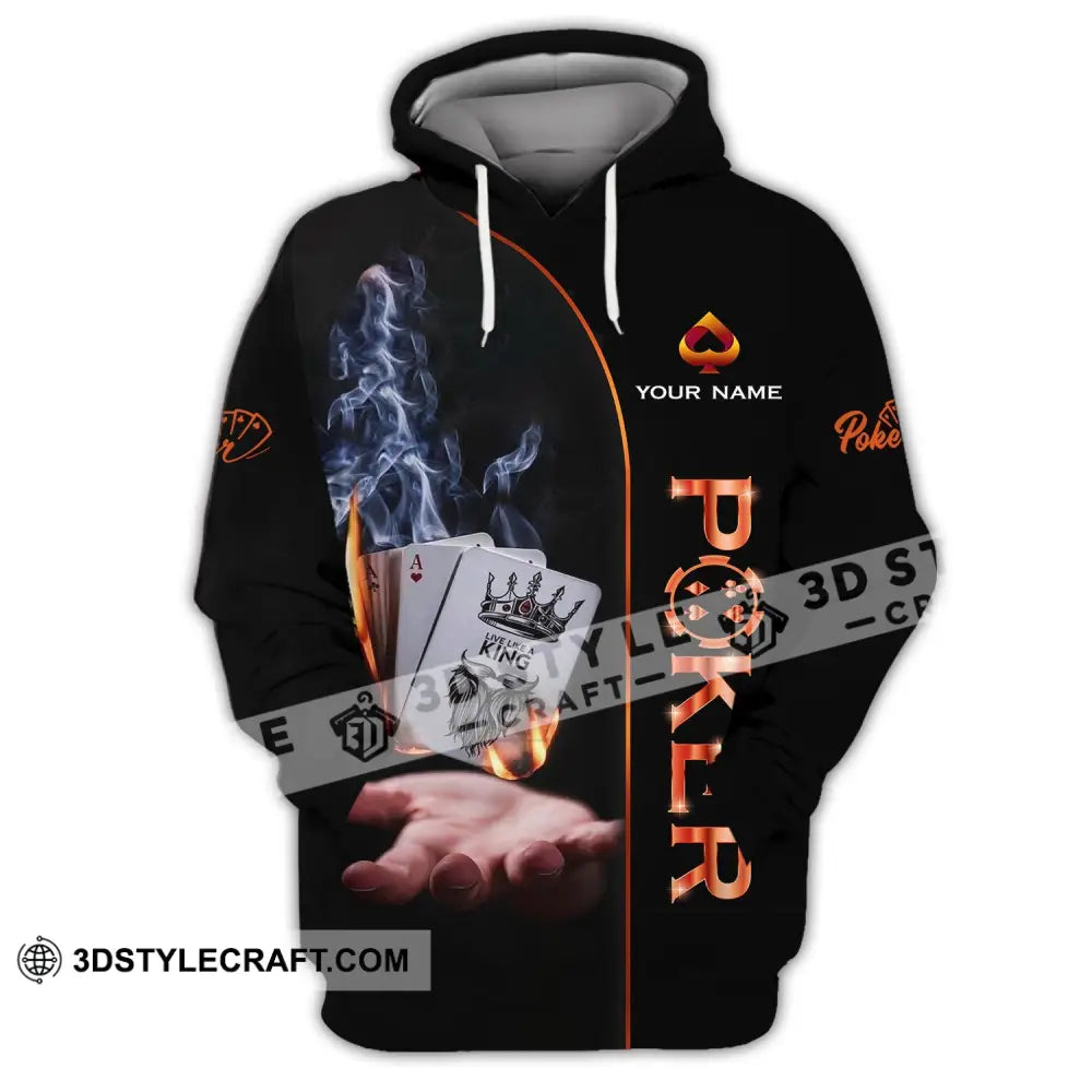 Unisex Shirt - Custom Name Fire And Smoke Poker Hoodie / S T-Shirt