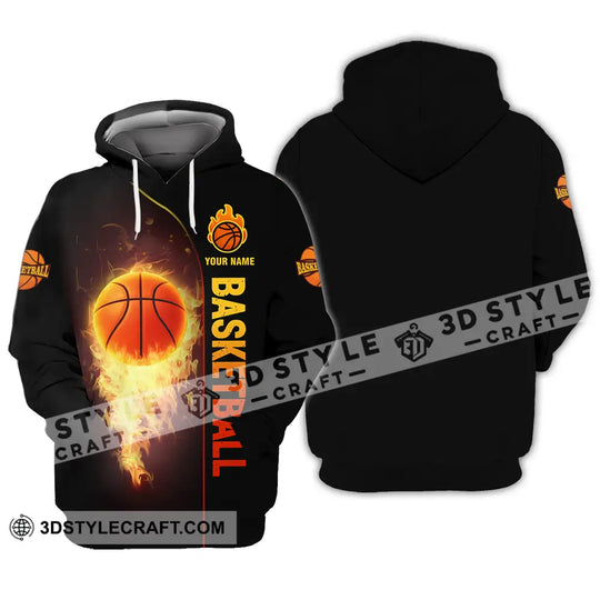 Unisex Shirt - Custom Name Fire Basketball Ball Shirt style option 3