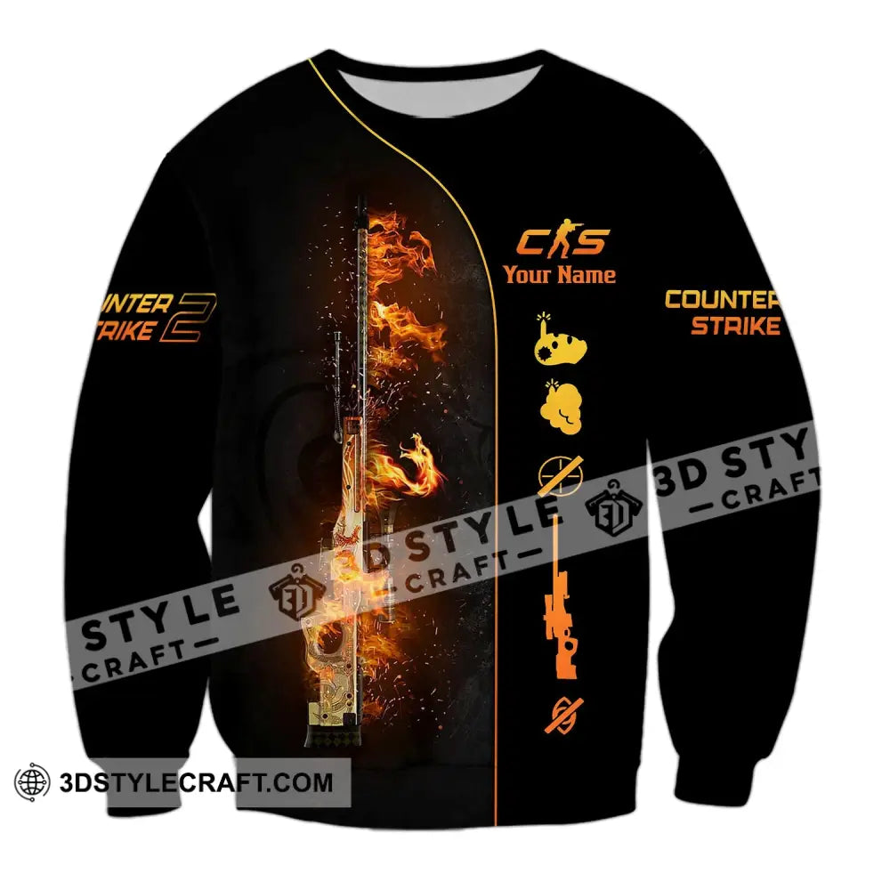 Unisex Shirt - Custom Name Fire Cs Long Sleeve / S T-Shirt