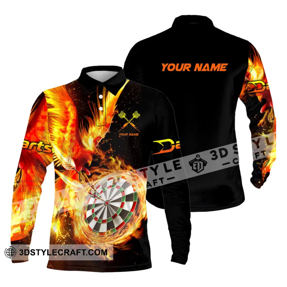 Unisex Shirt - Custom Name Fire Darts Sport Long Sleeve Polo / S T-Shirt