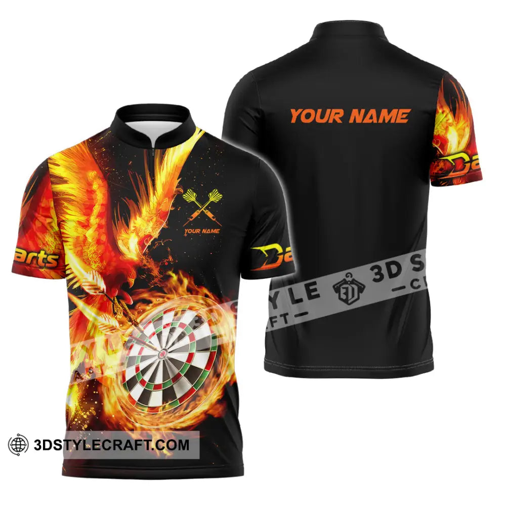 Unisex Shirt - Custom Name Fire Darts Sport Zipper Polo / S T-Shirt