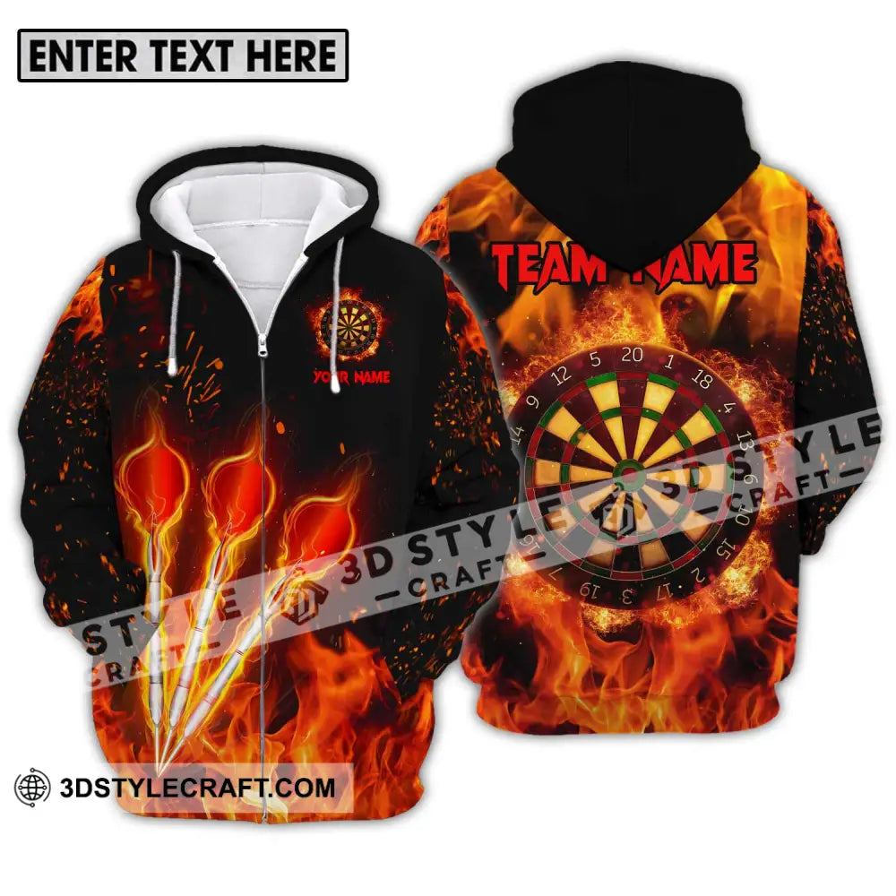 Unisex Shirt - Custom Name Fire Darts Zipper Hoodie / S T-Shirt