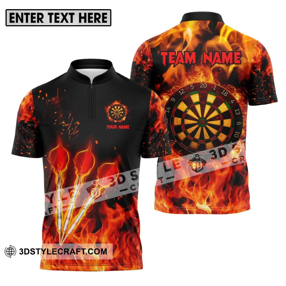 Unisex Shirt - Custom Name Fire Darts Zipper Polo / S T-Shirt