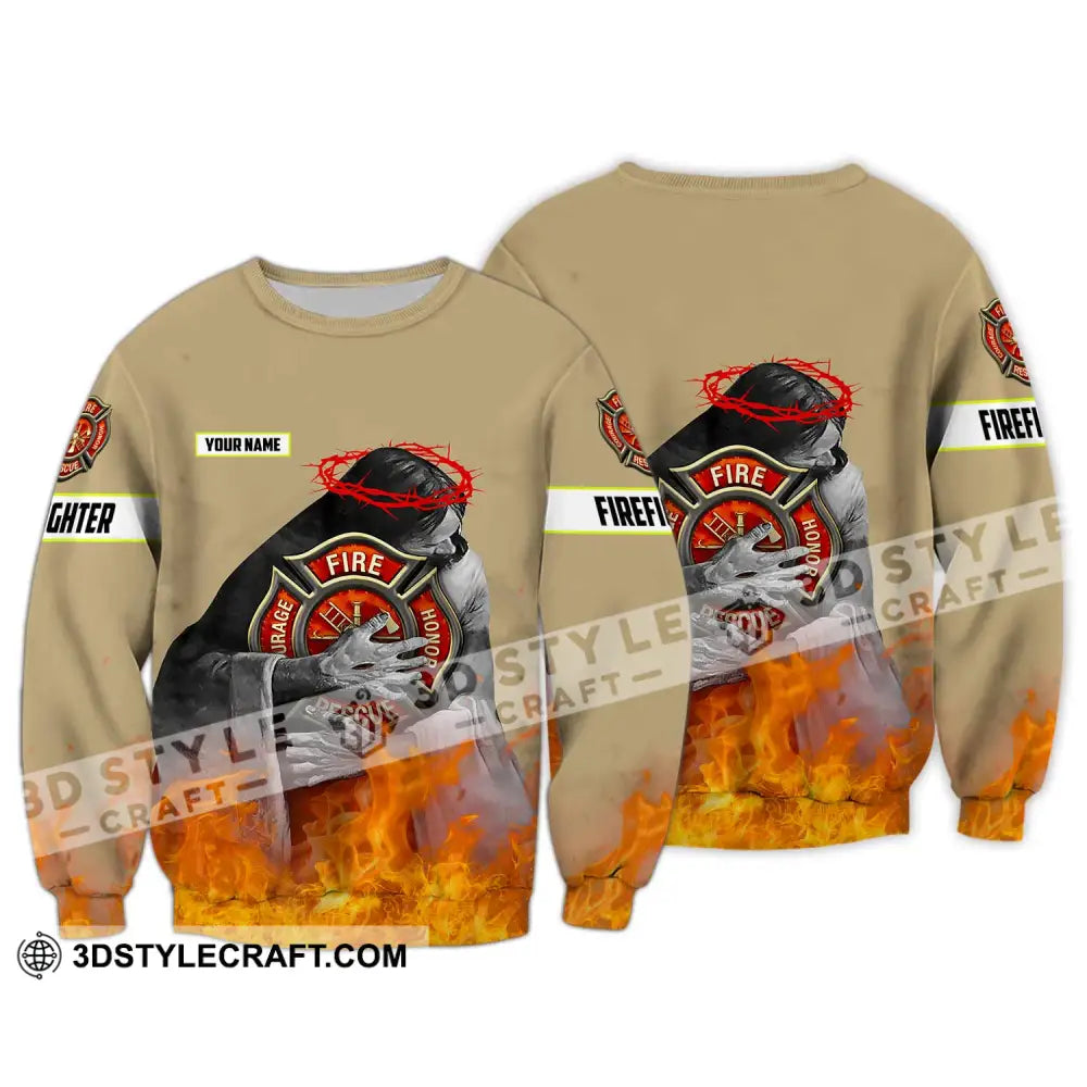 Unisex Shirt - Custom Name Fire Honor Long Sleeve / S T-Shirt