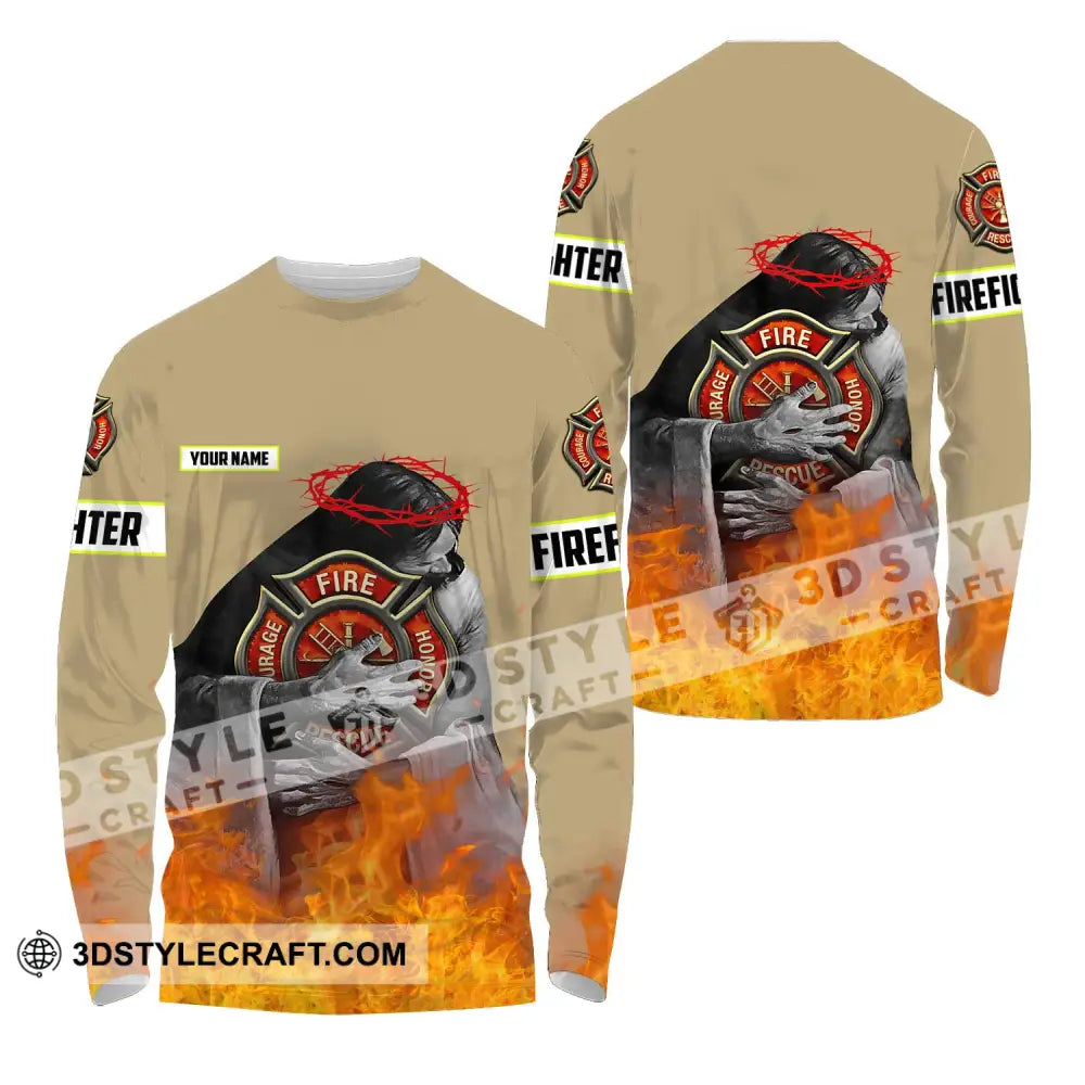 Unisex Shirt - Custom Name Fire Honor Long Sleeve / S T-Shirt