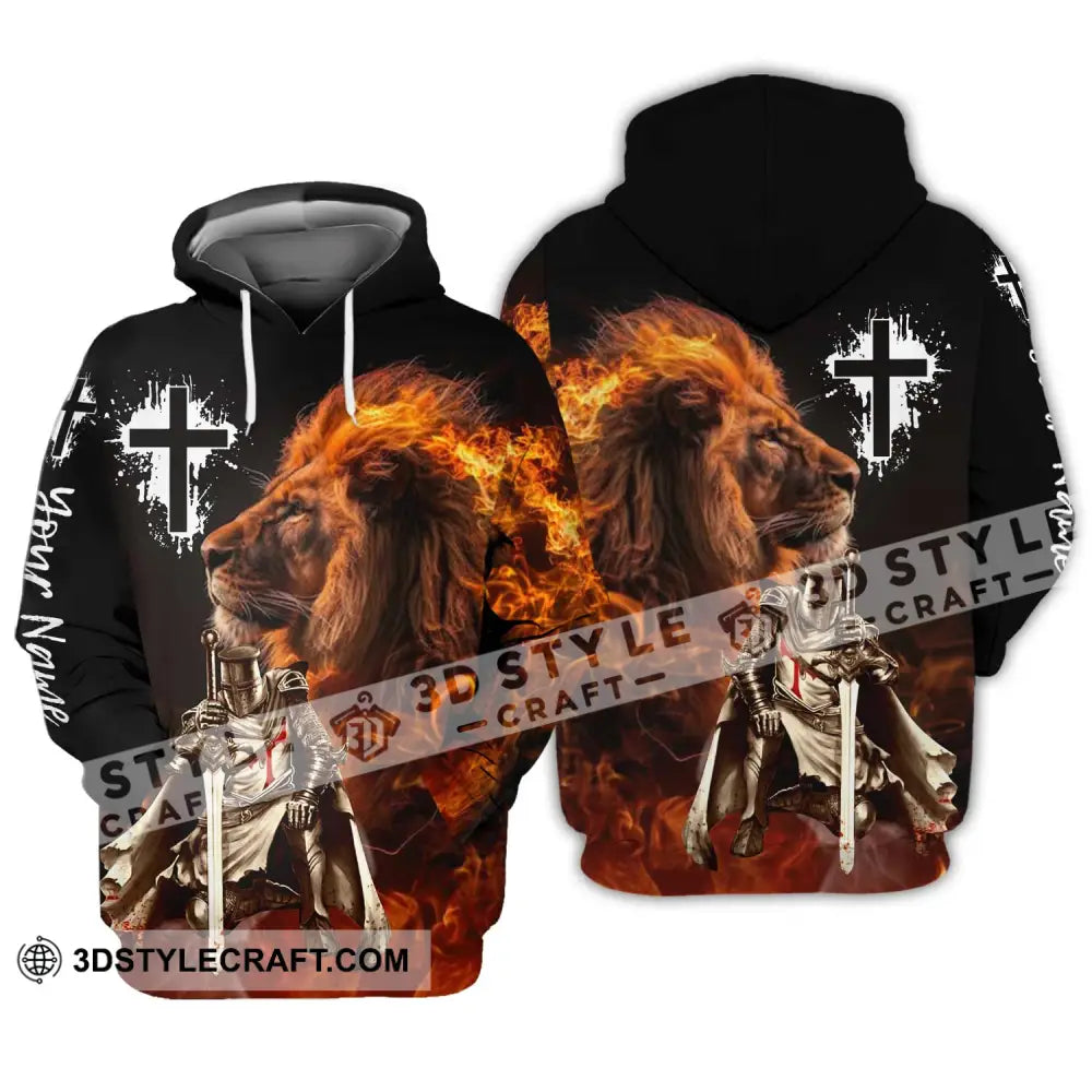 Unisex Shirt - Custom Name Fire Lion Warrior Hoodie / S T-Shirt