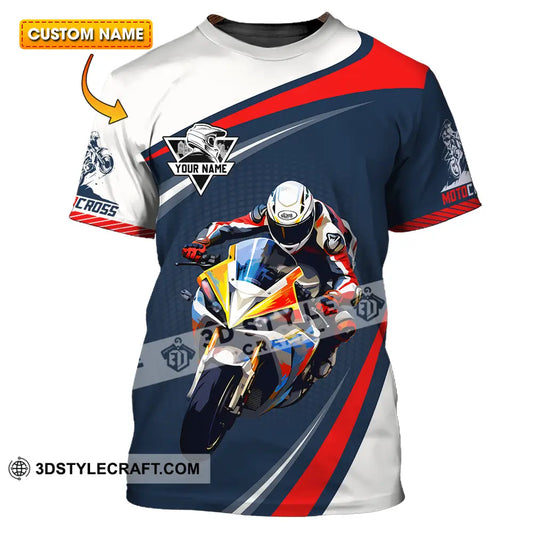 Unisex Shirt - Custom Name Fire Motobike For Player Motocross T-Shirt