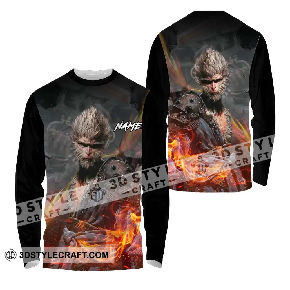 Unisex Shirt - Custom Name Fire Wukong Long Sleeve / S T-Shirt