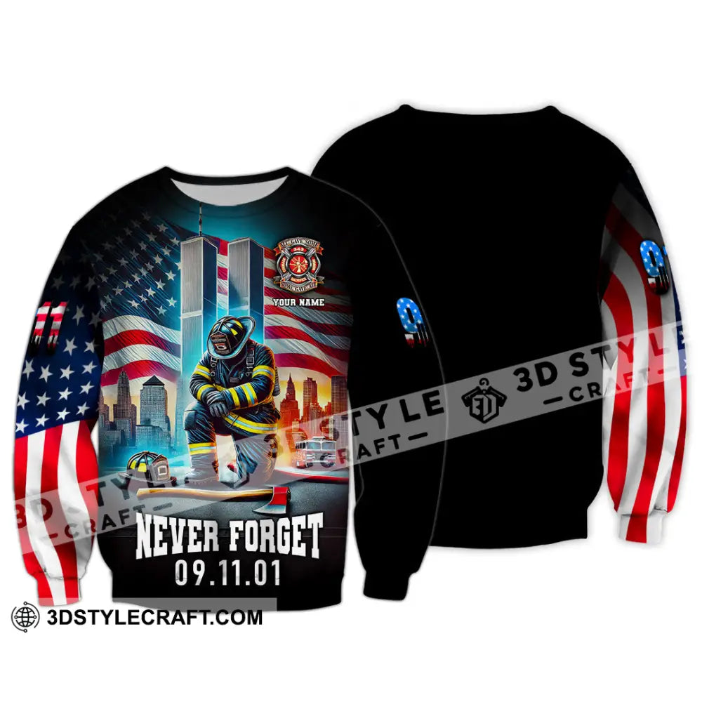 Unisex Shirt Custom Name Firefighter Memorial Fallen Firefighters 911 Long Sleeve / S T-Shirt