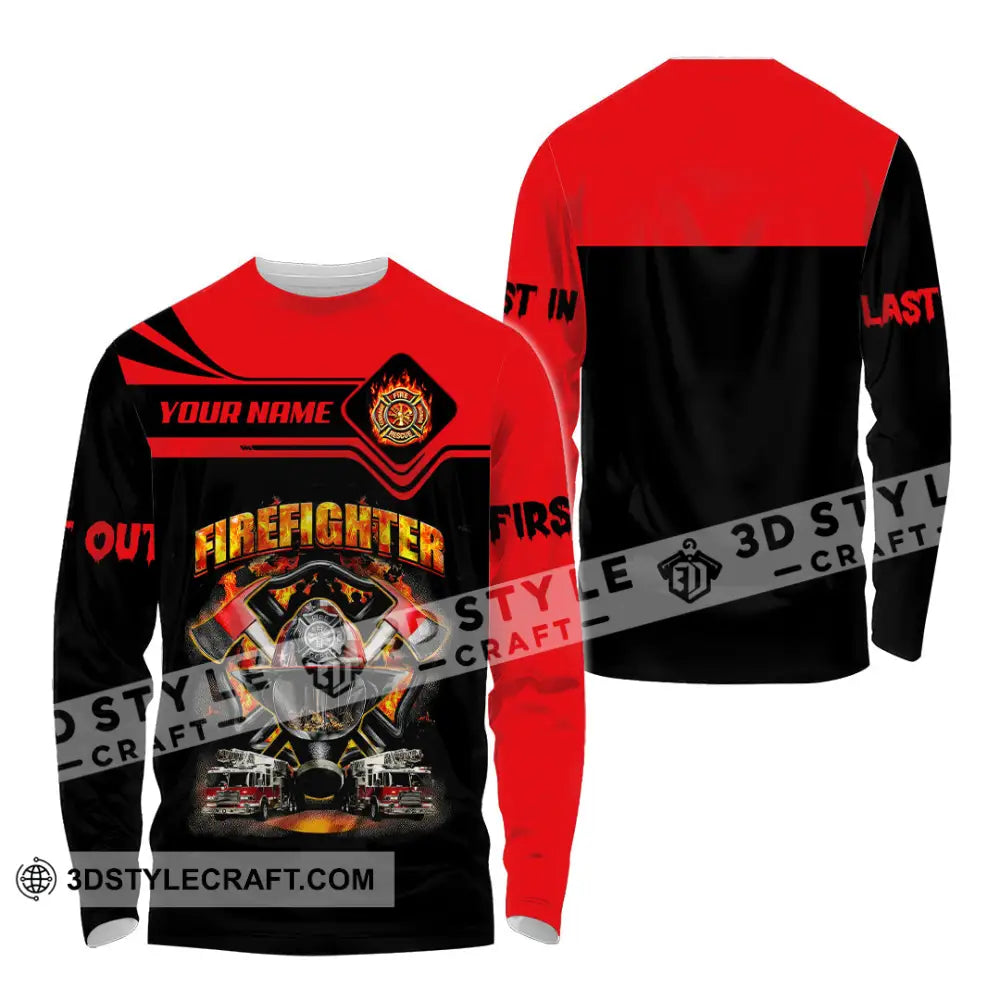 Unisex Shirt Custom Name Firefighter Memorial Fallen Firefighters 911 Long Sleeve / S T-Shirt