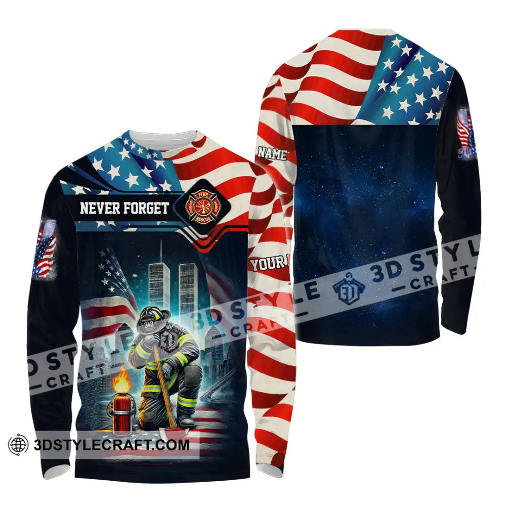 Unisex Shirt Custom Name Firefighter Memorial Fallen Firefighters 911 Long Sleeve / S T-Shirt