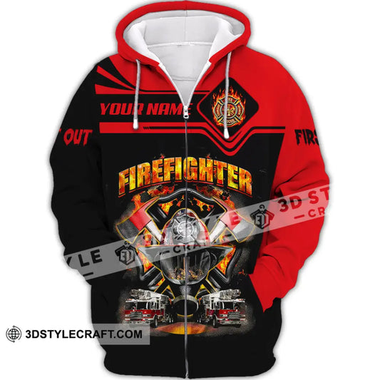 Unisex Shirt Custom Name Firefighter Memorial Fallen Firefighters 911 Zipper Hoodie / S T-Shirt