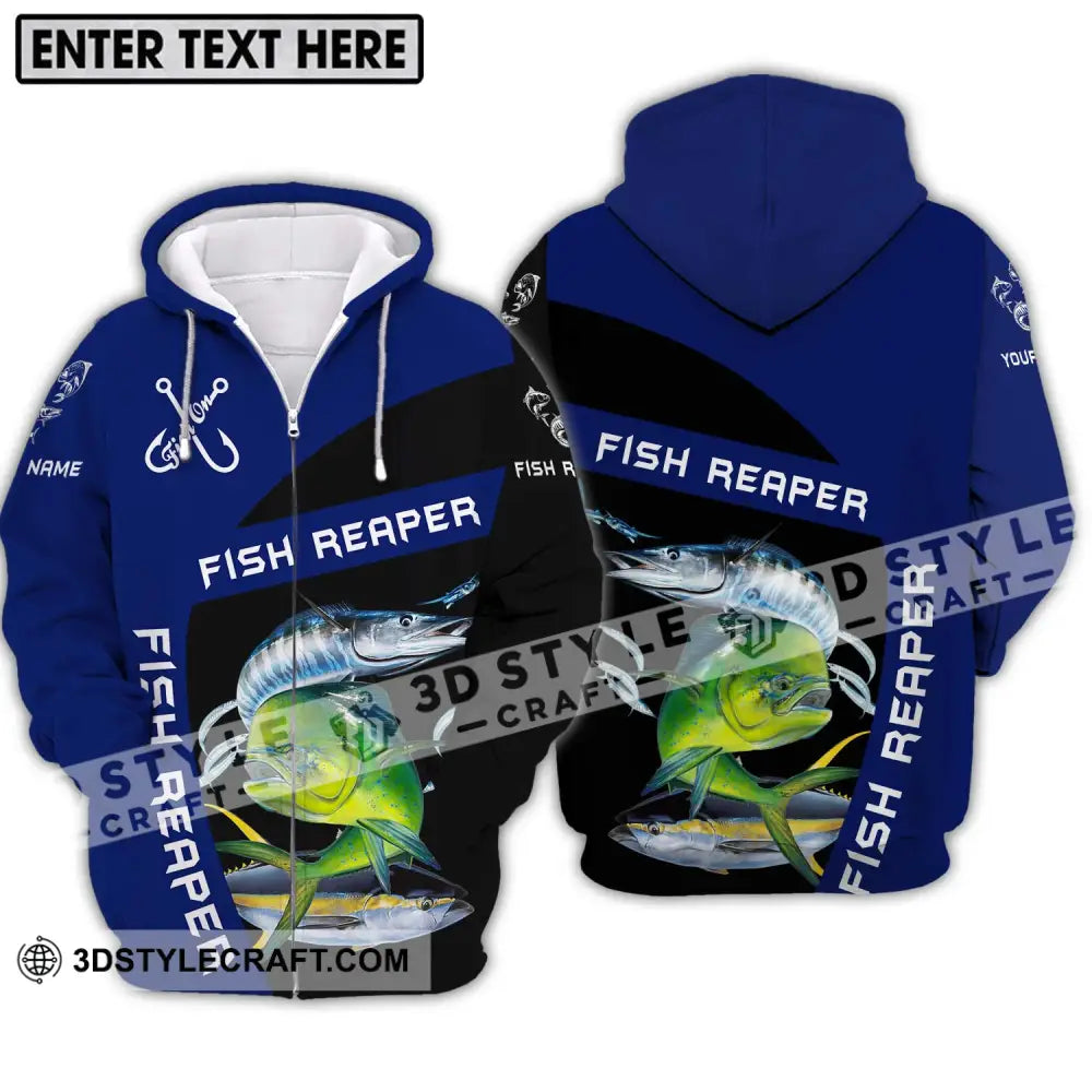 Unisex Shirt - Custom Name Fish Reaper Zipper Hoodie / S T-Shirt