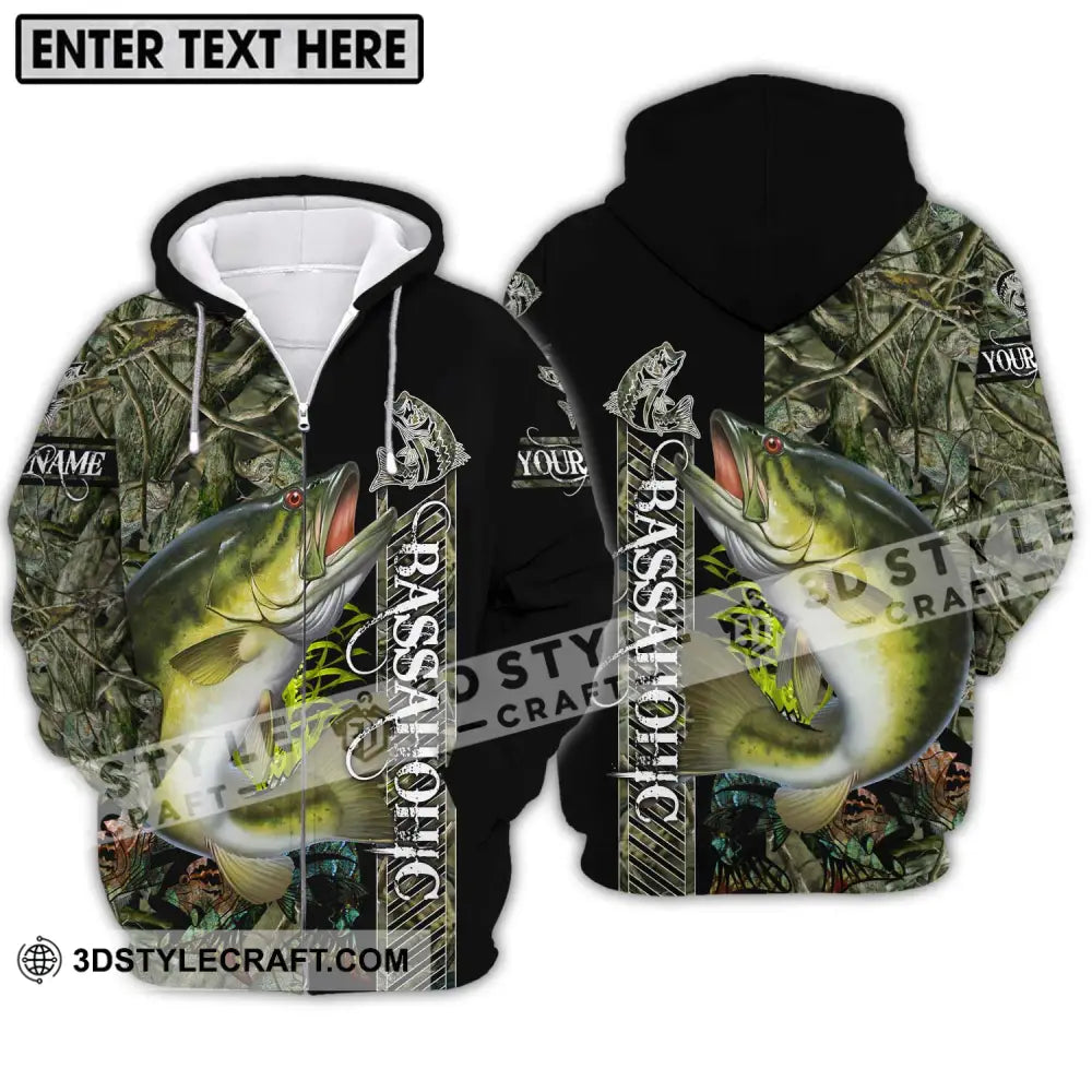 Unisex Shirt - Custom Name Fishing Bassa Zipper Hoodie / S T-Shirt