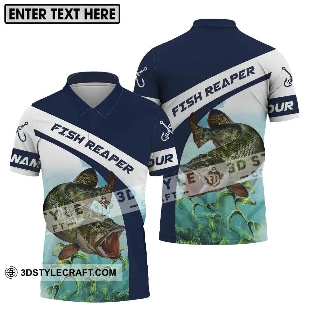 Unisex Shirt - Custom Name Fishing Lover Fish Reaper Polo / S T-Shirt