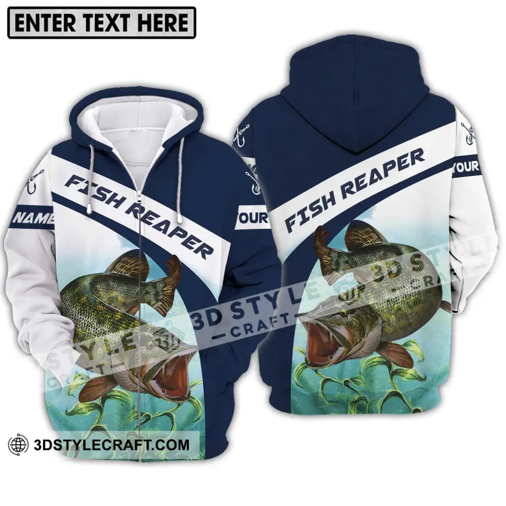 Unisex Shirt - Custom Name Fishing Lover Fish Reaper Zipper Hoodie / S T-Shirt