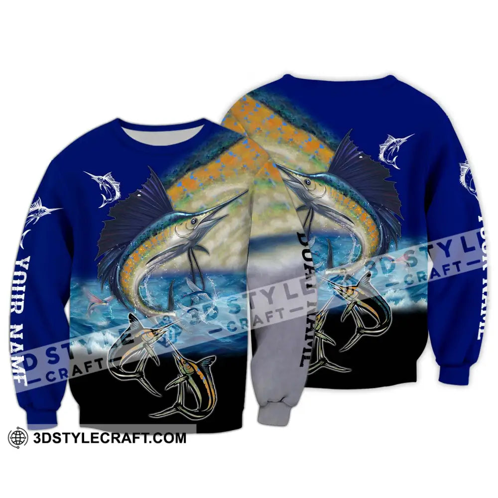 Unisex Shirt - Custom Name Fishing Swordfish Long Sleeve / S T-Shirt