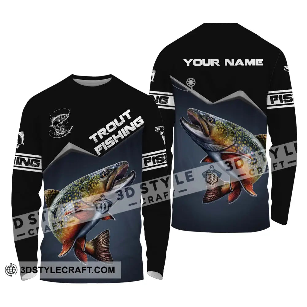 Unisex Shirt - Custom Name Fishing Trout Long Sleeve / S T-Shirt