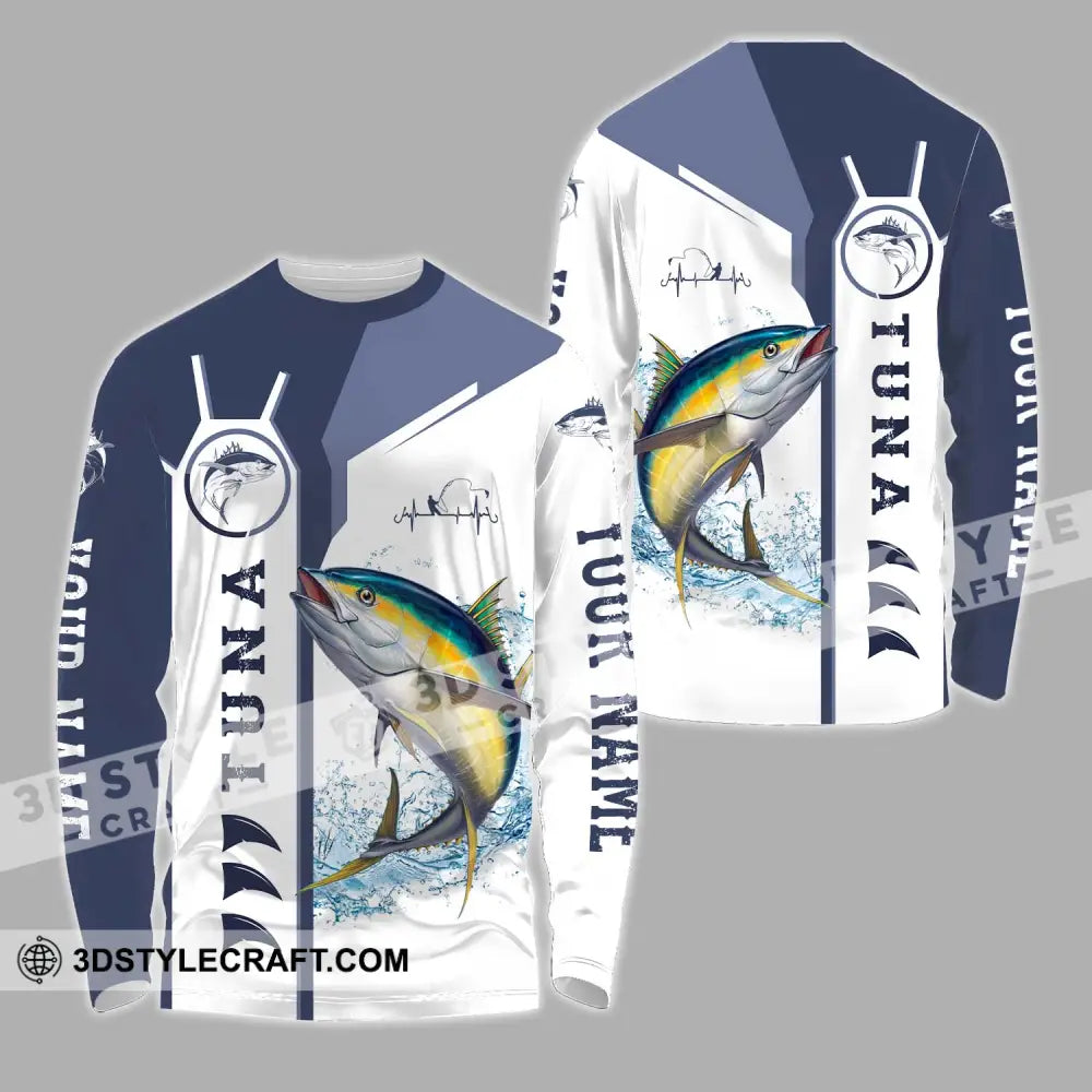 Unisex Shirt - Custom Name Fishing Tuna Long Sleeve / S T-Shirt