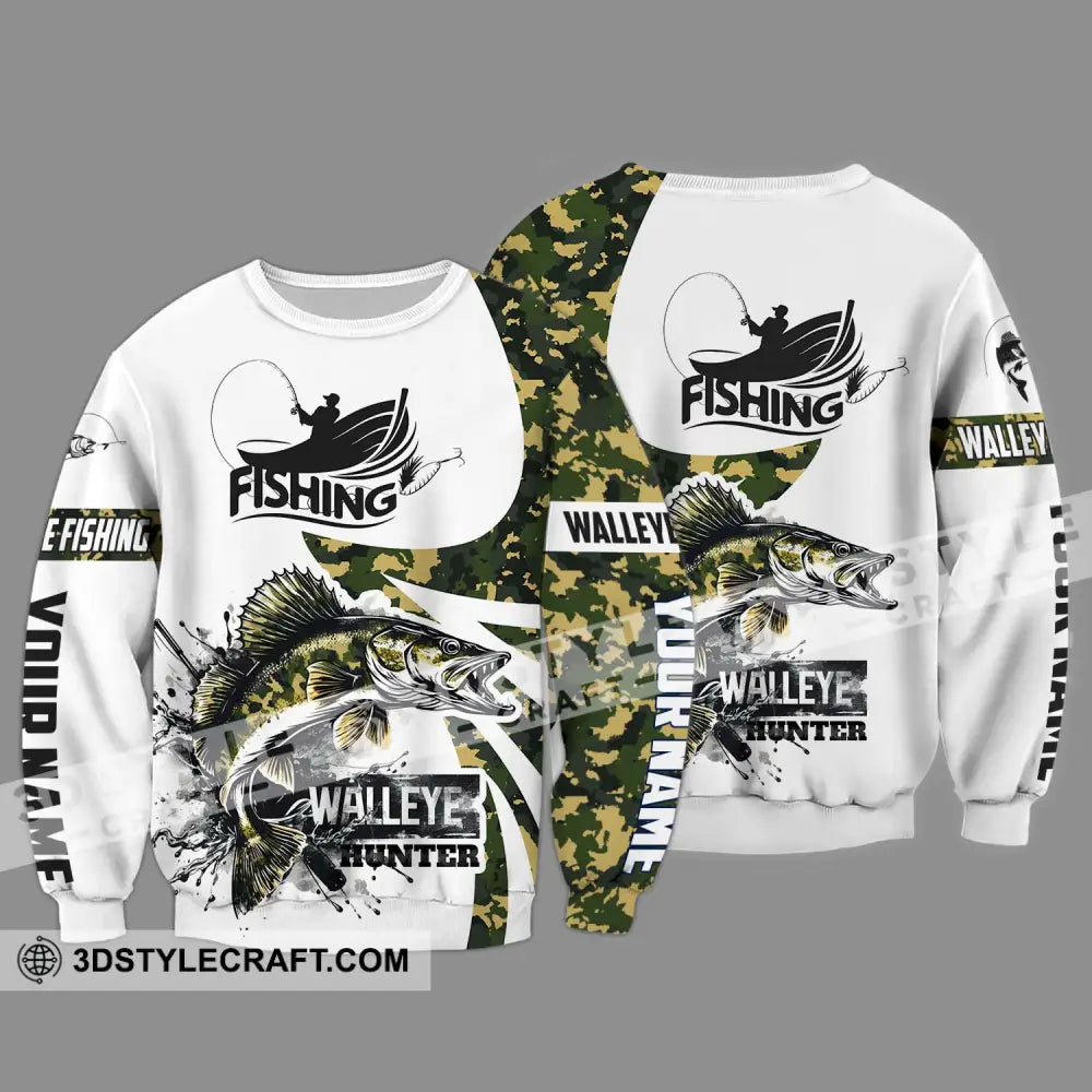 Unisex Shirt - Custom Name Fishing Walleye Fish Hunter Long Sleeve / S T-Shirt