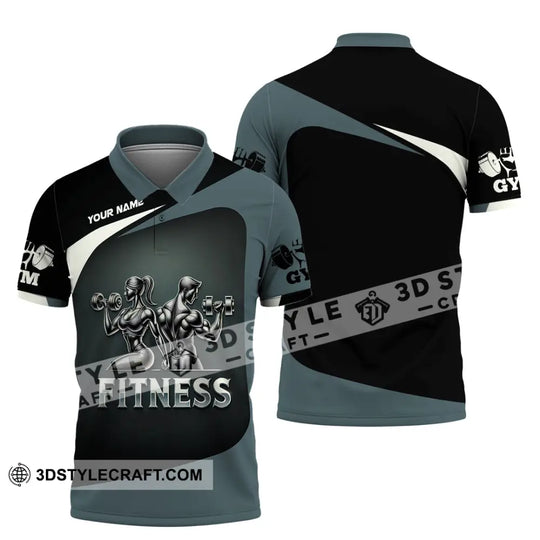 Unisex Shirt, Custom Name Fitness Shirt, Fitness Polo Long Sleeve Shirt, Fitness Gift style option 4