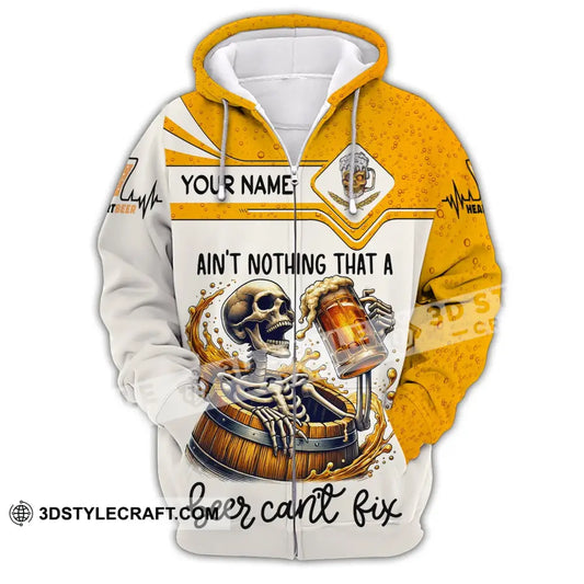 Unisex Shirt Custom Name For Beer Lover Ain’t Nothing A Can’t Fix Zipper Hoodie / S T-Shirt