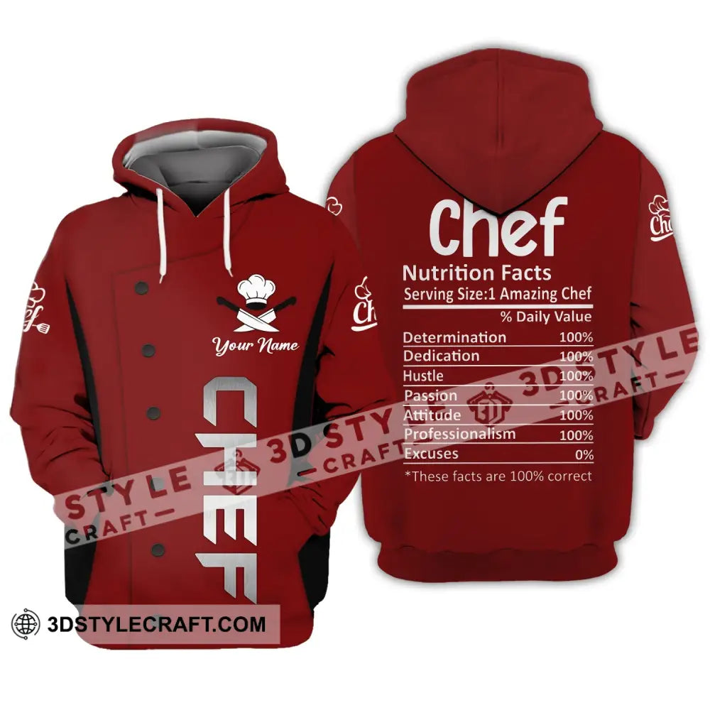 Unisex Shirt Custom Name For Chef Nutrition Fact Cooking Apparel Hoodie / S T-Shirt