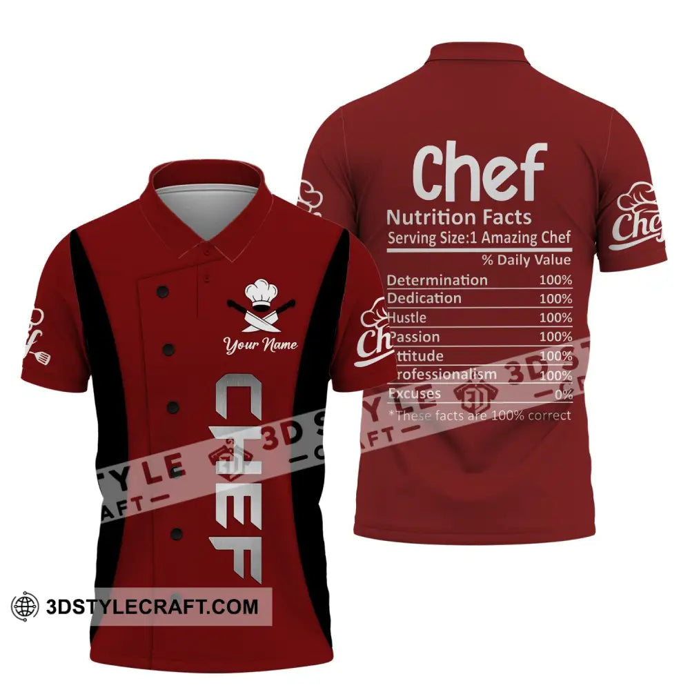 Unisex Shirt Custom Name For Chef Nutrition Fact Cooking Apparel Polo / S T-Shirt