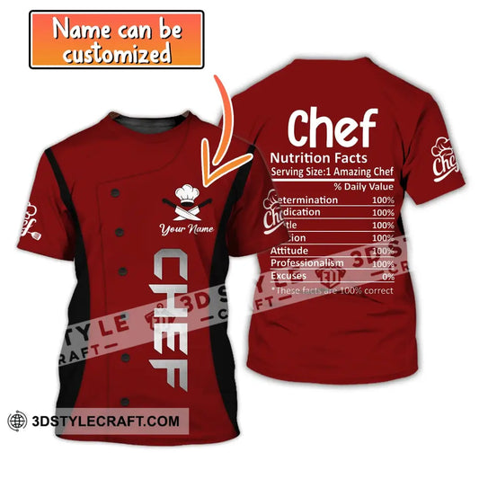 Unisex Shirt Custom Name For Chef Nutrition Fact Cooking Apparel T-Shirt