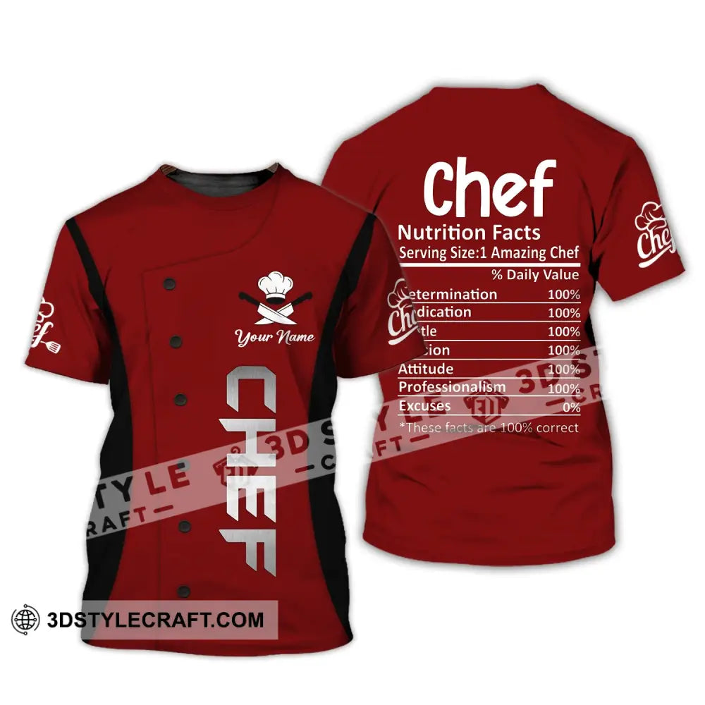 Unisex Shirt Custom Name For Chef Nutrition Fact Cooking Apparel T-Shirt / S