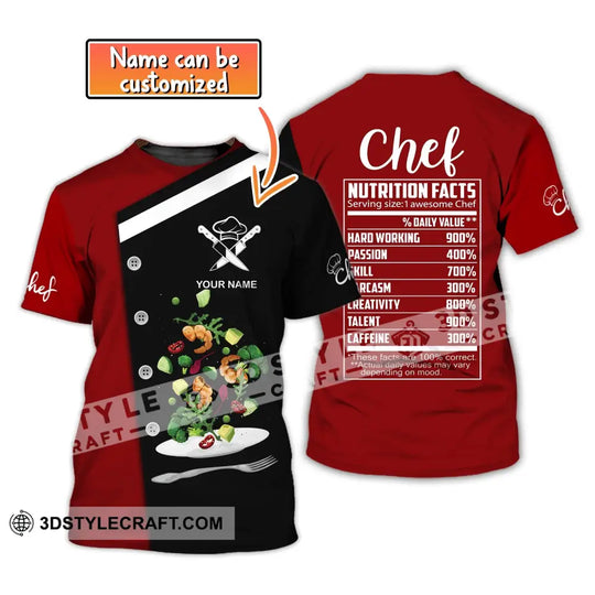 Unisex Shirt, Custom Name Shirt for Chef, Nutrition Fact Chef T-shirt, Chef Apparel style option 1