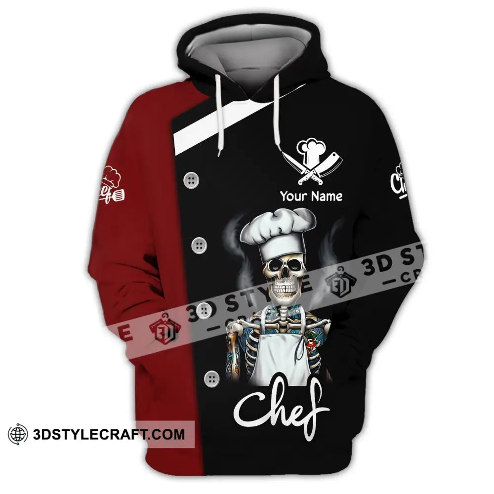 Unisex Shirt Custom Name For Chef T-Shirt Skull Apparel Hoodie / S T-Shirt