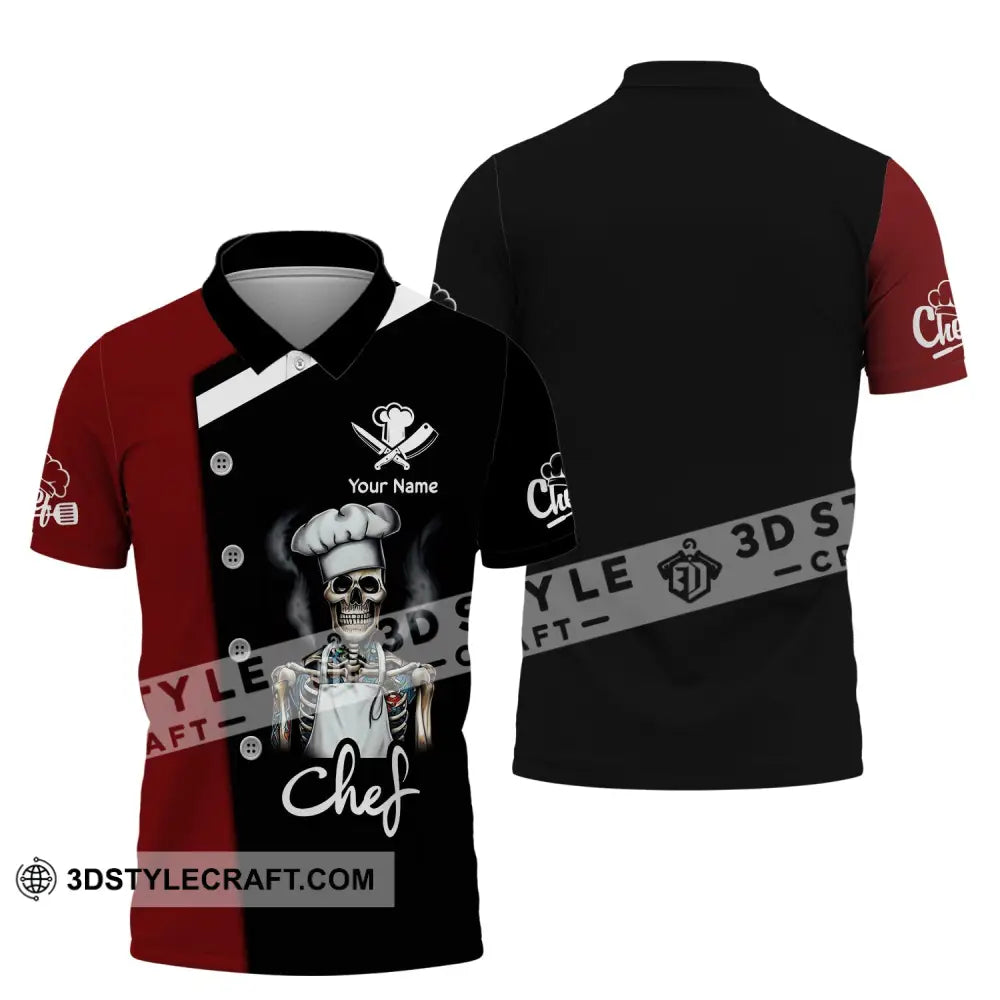 Unisex Shirt Custom Name For Chef T-Shirt Skull Apparel Polo / S T-Shirt