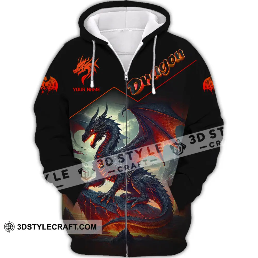 Unisex Shirt Custom Name For Dragon Lover T-Shirt Hoodie Long Sleeve Zipper / S T-Shirt