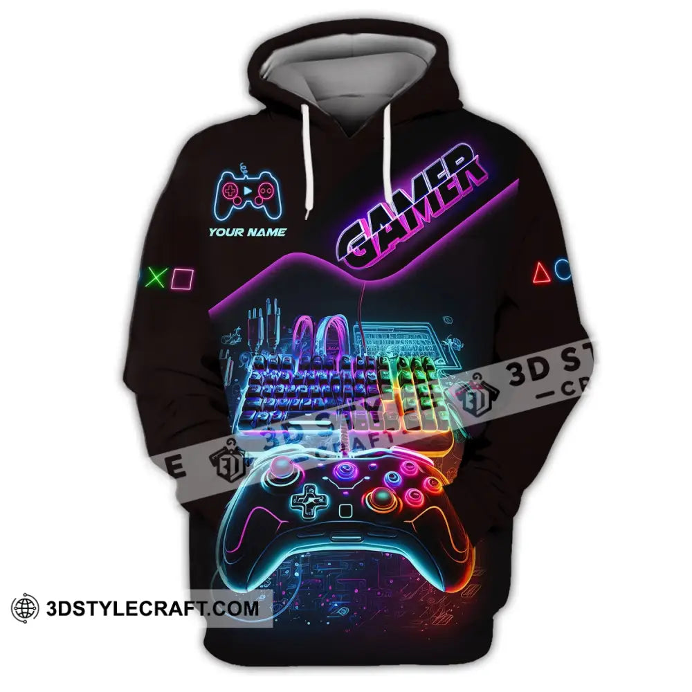 Unisex Shirt Custom Name For Game Lover Gamer T-Shirt Gift Gamers Hoodie / S T-Shirt