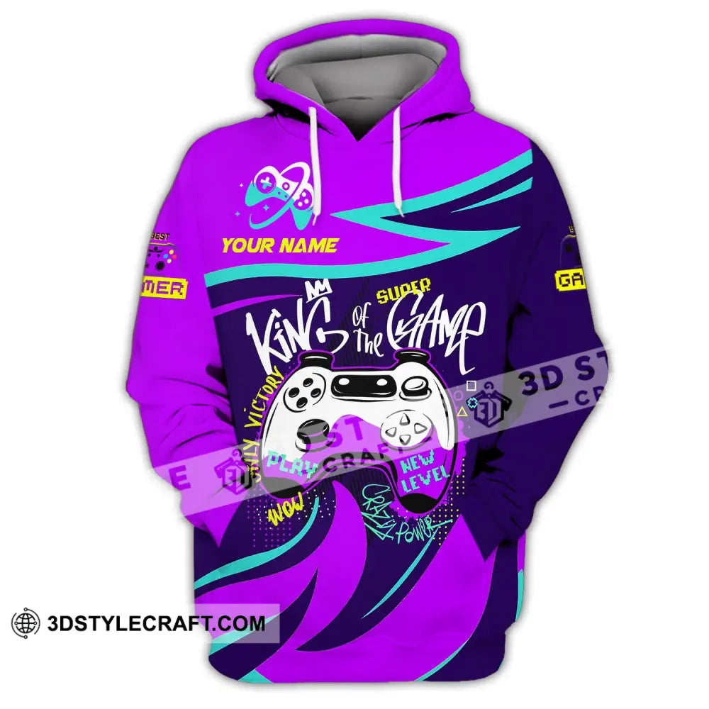 Unisex Shirt Custom Name For Game Lover King Of The Gift Gamers Hoodie / S T-Shirt